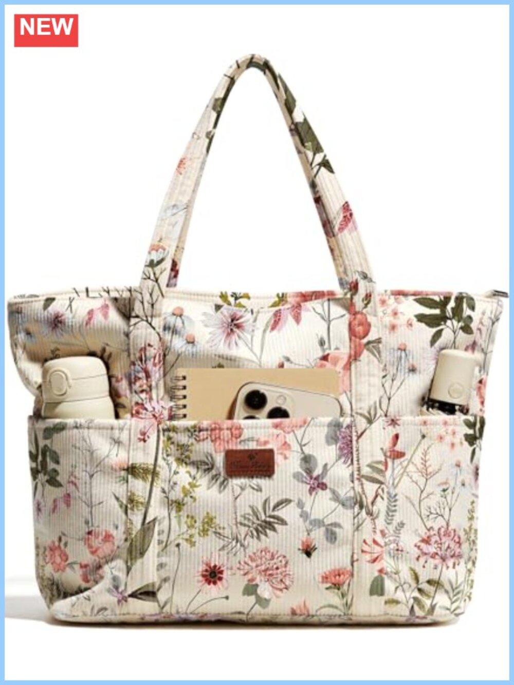 Corduroy Tote Bag for Women Large Shoulder Bag with Pockets